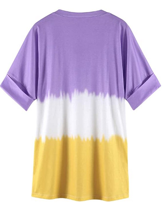 Purple Short Sleeve Gradient Shirts & Tops | noracora