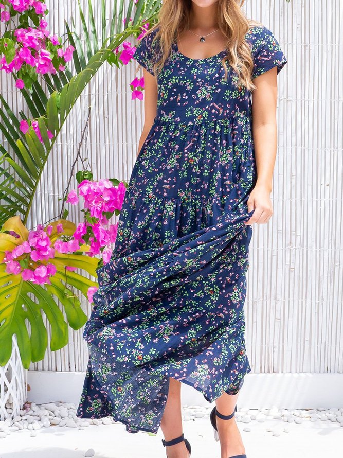 Floral Pockets Maxi Dress Summer Plus Size Dresses | noracora