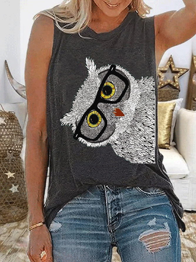 Vintage Casual Plus Size Printed Tank Tops