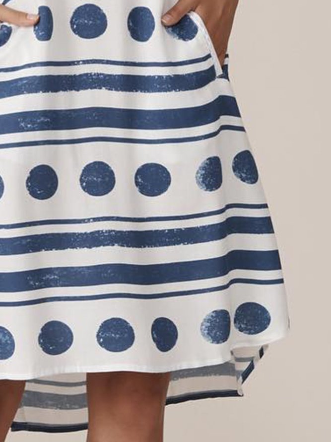 Pockets Polka Dots Mini Dress Plus Size Weaving Dress