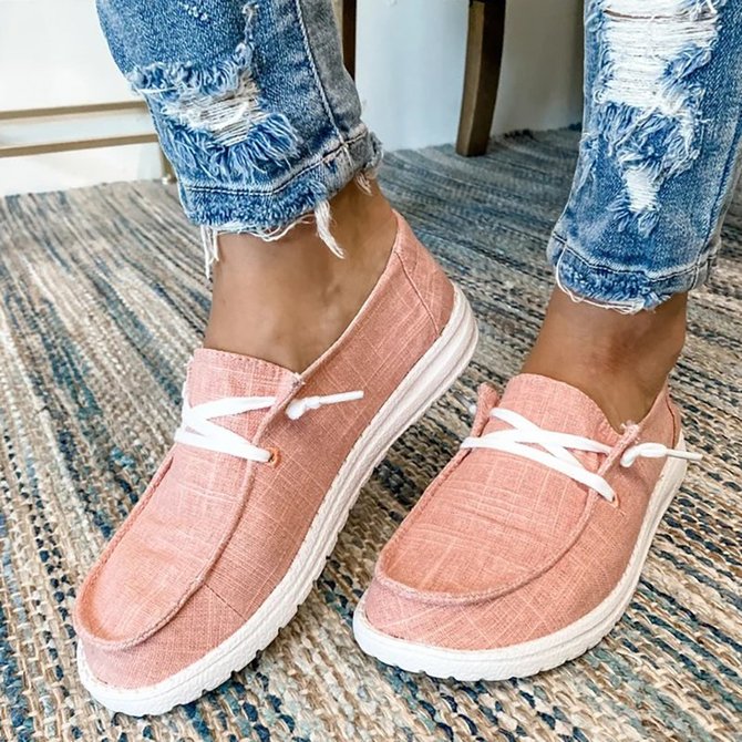 Women Casual Comfy Canvas Flat Low Top Slip on Loafers