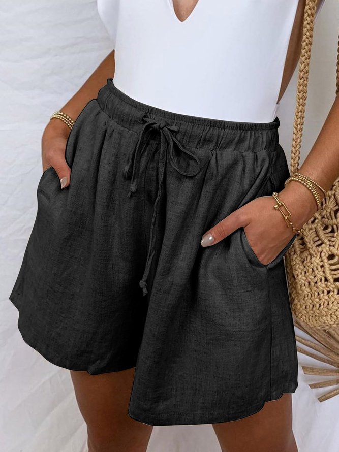 Solid Pockets Shorts Women Summer Shorts | noracora