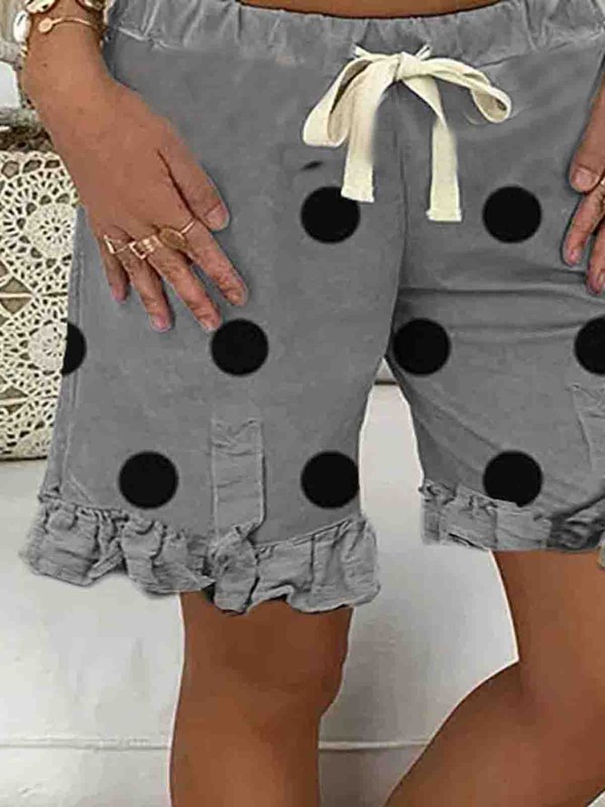 Gray Polka Dots Shift Cotton Casual Shorts