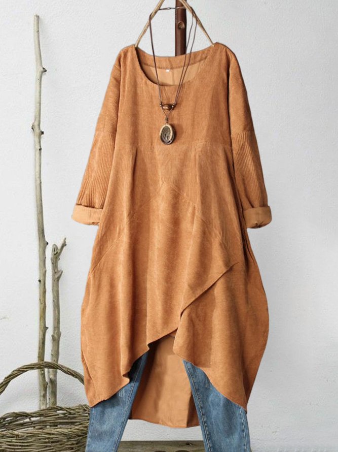 Orange Casual Long Sleeve Dresses noracora