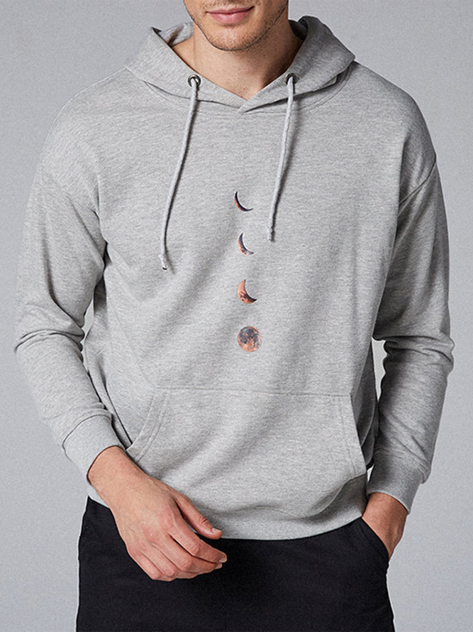 Light Gray Casual Plain CottonBlend Hoodie Sweatshirt noracora