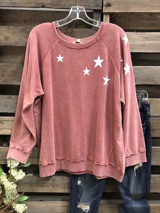 Naked Pink Star Cotton-Blend Printed Long Sleeve Sweatshirt