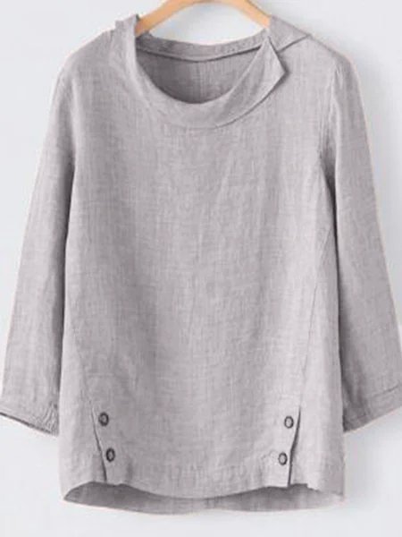 Casual 3/4 Sleeve Buttoned T-shirt