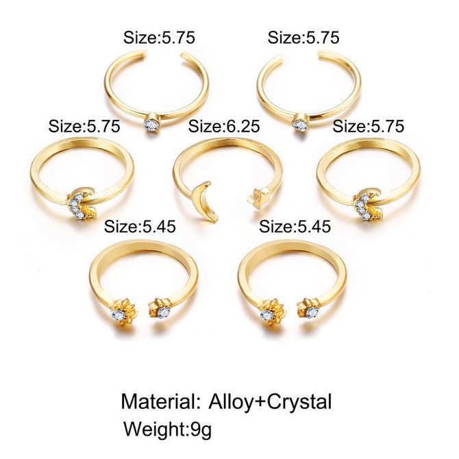 Vintage Stars 7-piece Joint Casual Rings | noracora