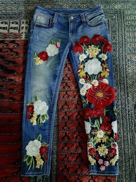 Casual Plus Size Vintage Denim Jeans low rise jeans