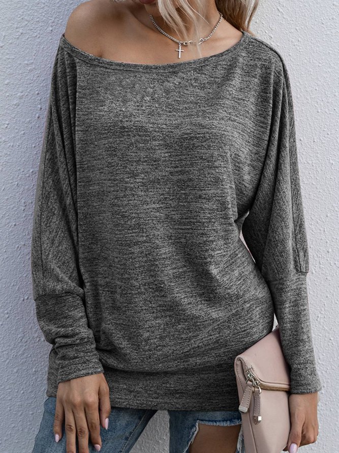 Long Sleeve Plain Casual Tops noracora
