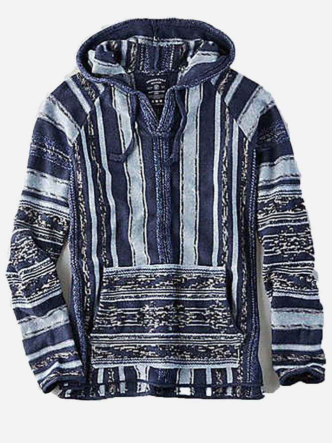 Men's Blue Basic Printed Sweater