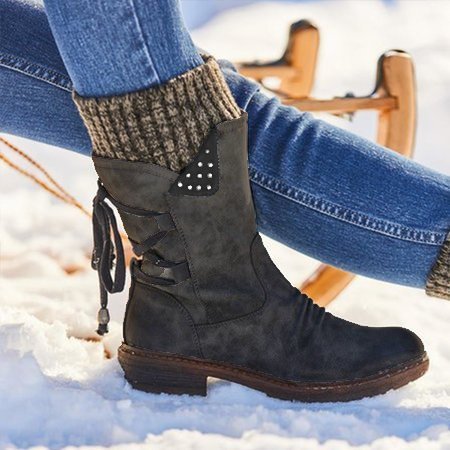 Warm Suede Boots With Lace Up | Shoes | Noracora Boots Round Toe Casual ...