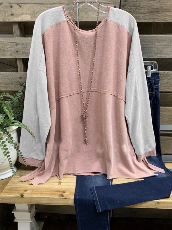 Pink Casual Checkered/plaid Cotton-Blend T-shirt