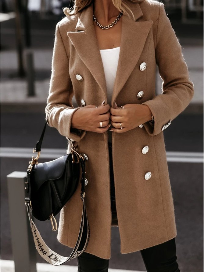 Long Sleeve Wool Blend Casual Coats Overcoat noracora