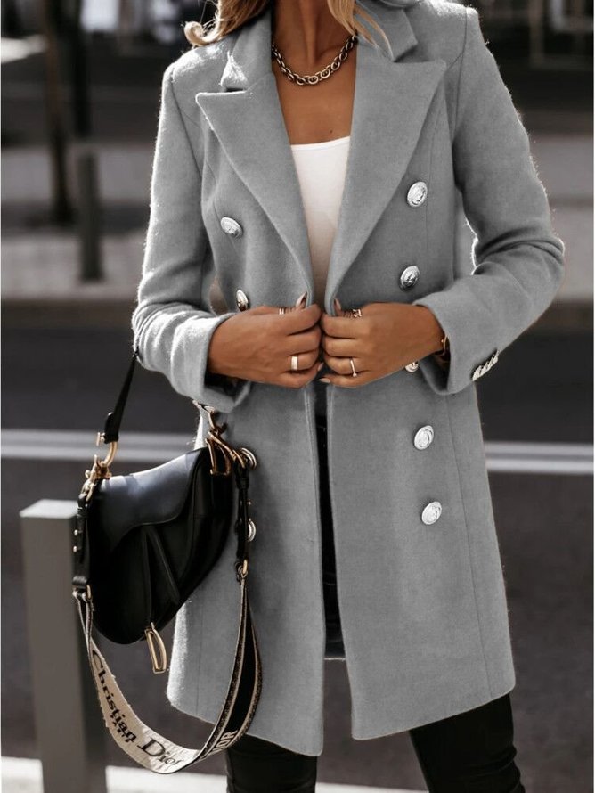 Long Sleeve Wool Blend Casual Coats Overcoat | noracora