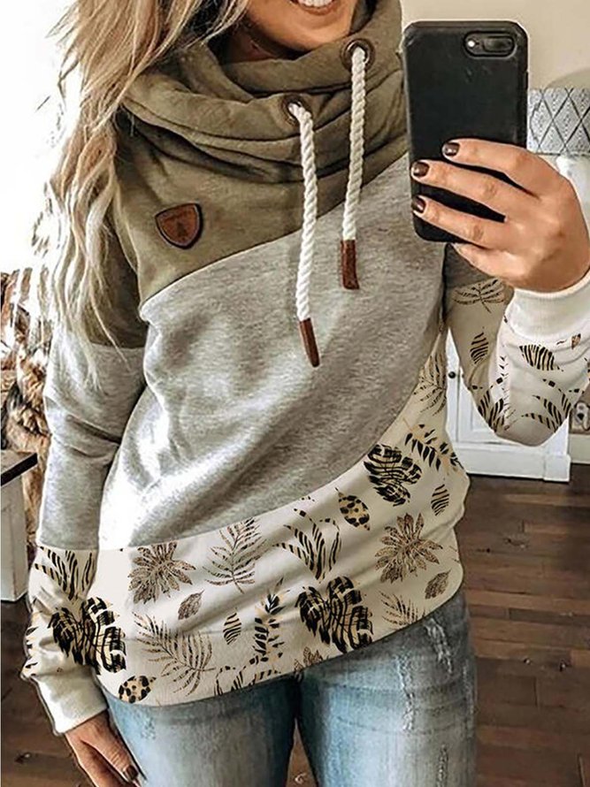 Womens Hoodie Cotton Casual Color Block Fit Sweatshirts For Women