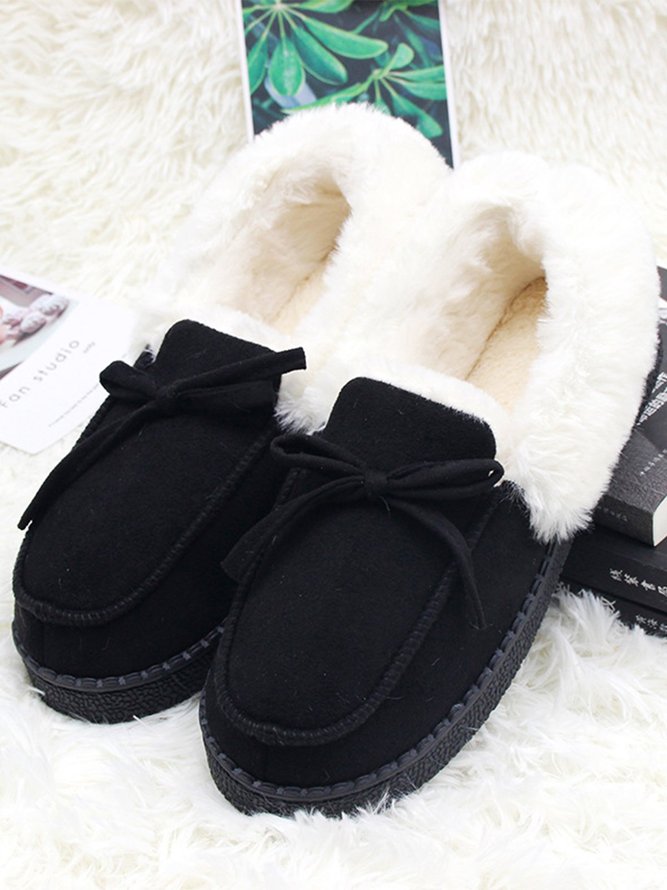 Fleece Flat Heel Slippers | noracora