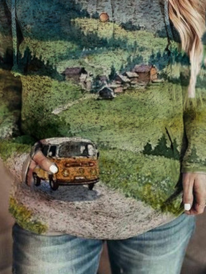 Casual Hoodie Printed Cotton Sweatshirts