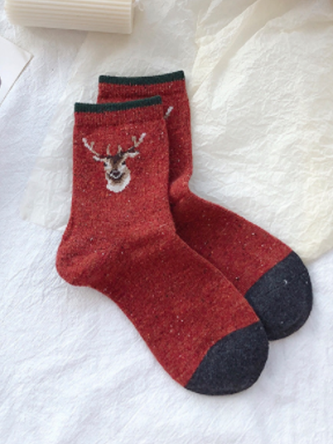 VIintage Casual Christmas Deer Socks