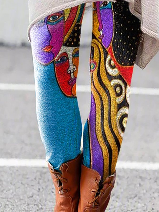 Tight Abstract Cotton-Blend Leggings