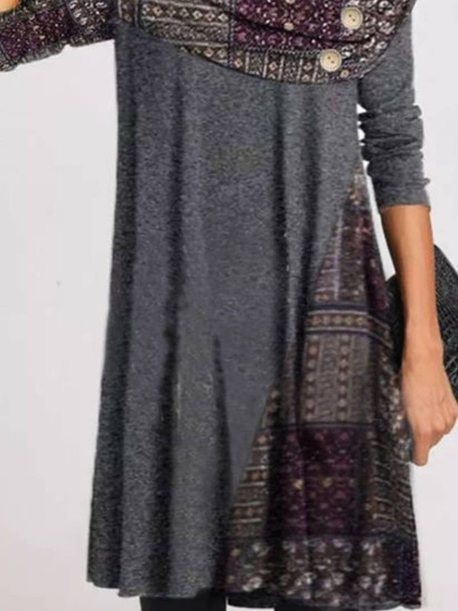Round Neck Casual Long Sleeve Knitting Tunic Dress