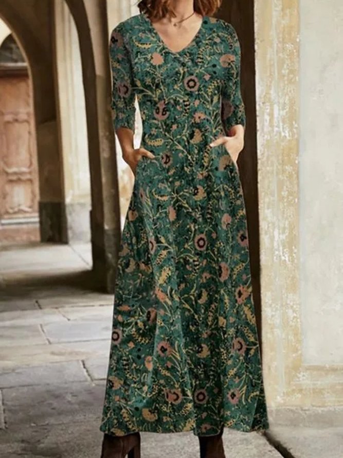 Casual Floral Long Sleeve Dresses