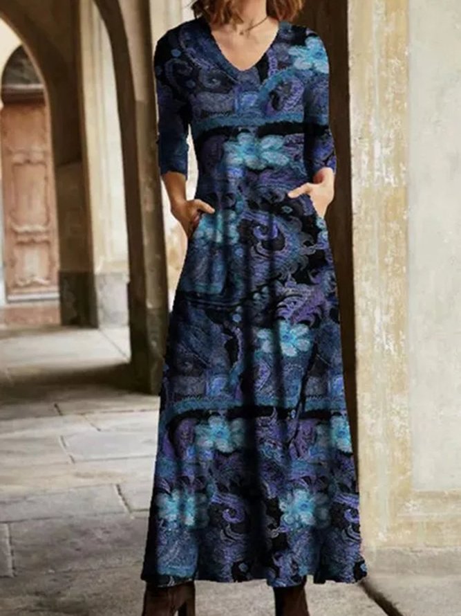 Casual Floral Long Sleeve Dresses