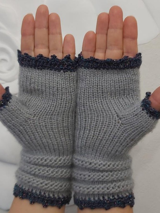 Embroidered Flower Fingerless Gloves Gloves & Mittens