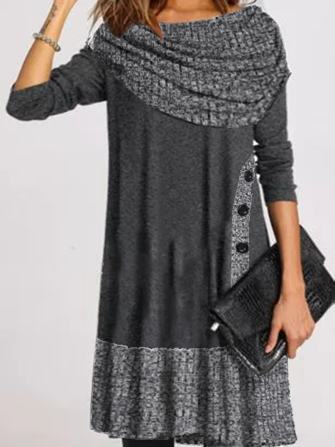 Cowl Neck Shift Vintage Knitting Dress