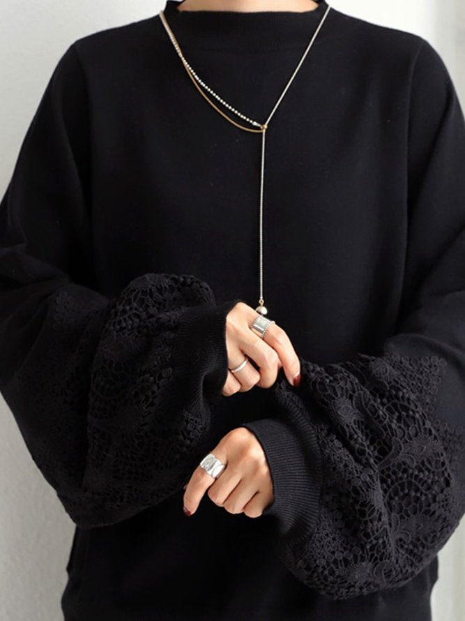 long sleeve stand collar shift sweatshirt