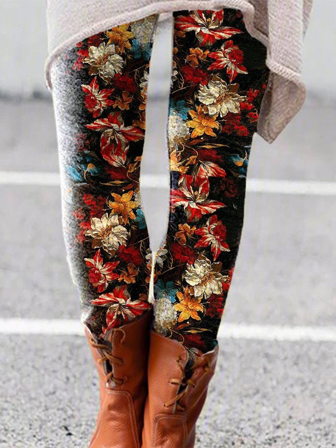Casual Printed Floral Leggings