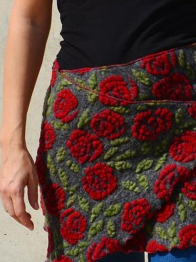 Chic Holiday A-Line Wool Blend Skirt