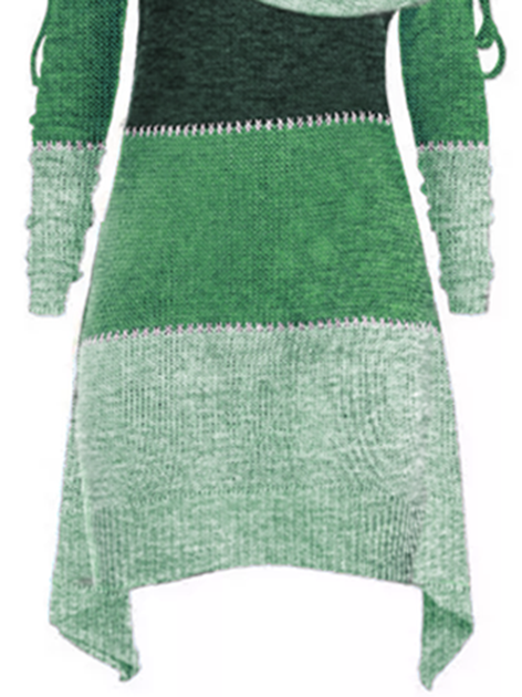 Long Sleeve Cowl Neck Knitting Dress