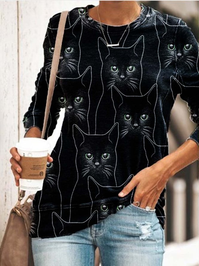 Cat Print Women Sweatshirt
