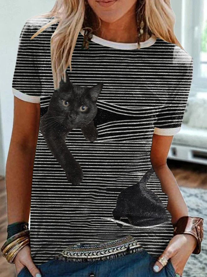 Cat Print Women Tshirt noracora