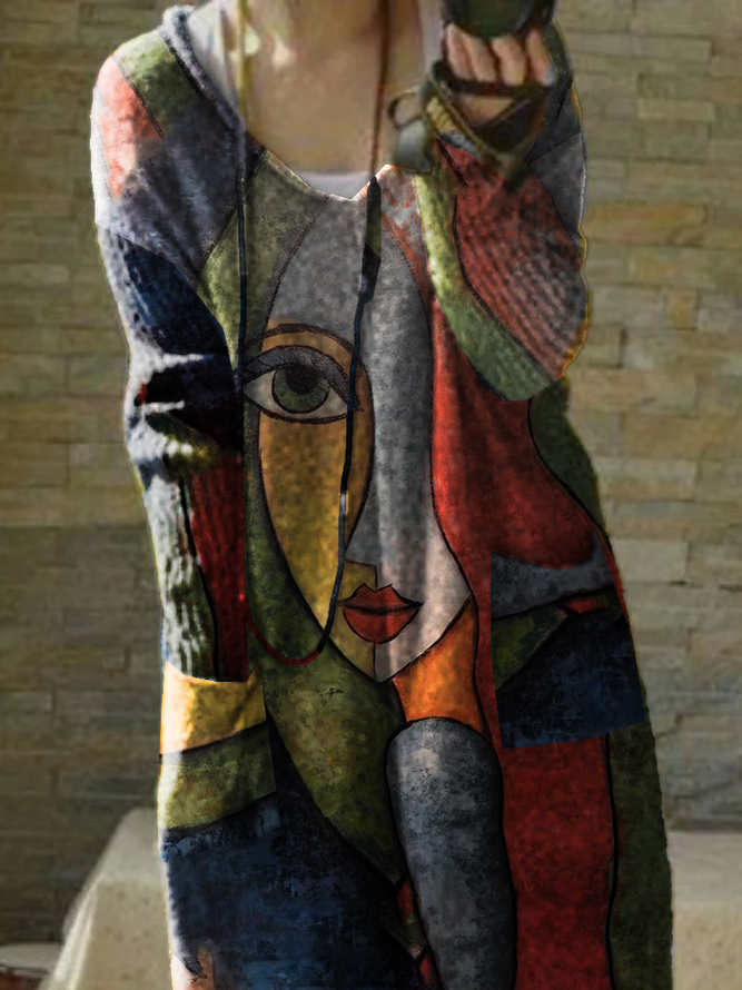 Abstract Long Sleeve Knitting Dress