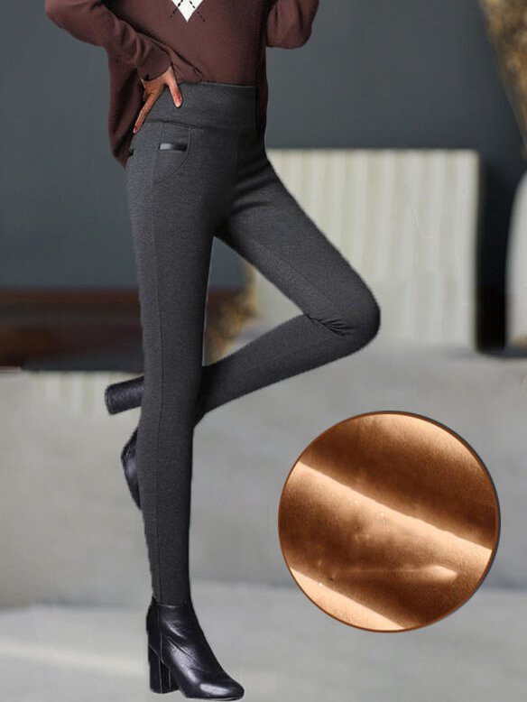 Women's Plus Size High Rise Serious Sweats Fleece Lined Pocket Leggings