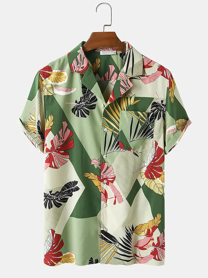 Men's Coconut Tree Basic Printed Shirts | noracora
