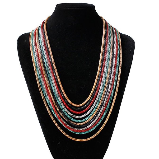 Alloy Multicolor stretch chain necklace Accessories Noracora Golden