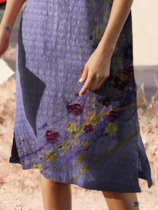Abstract Cotton-Blend Shift Boho Weaving Dress