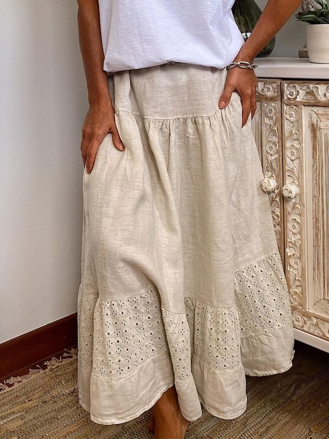 CottonBlend Skirts Clothing ALine Plain Skirts Noracora noracora