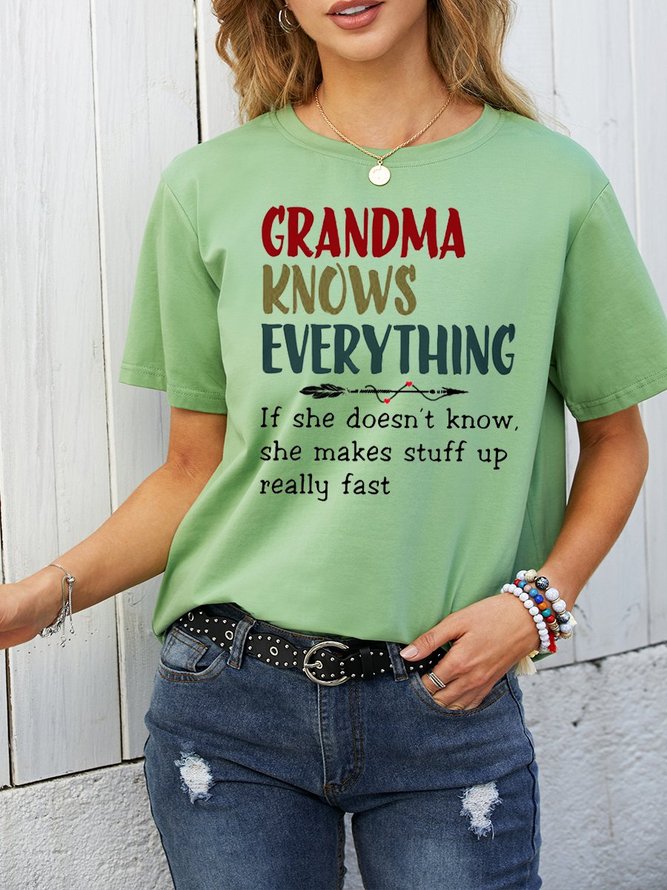 Grandma Knows Everything Womens T Shirt Clothing Cotton Blend 5969