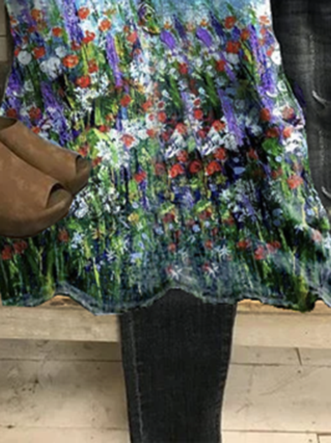 Vintage Short Sleeve Cotton-Blend Floral Weaving Dress