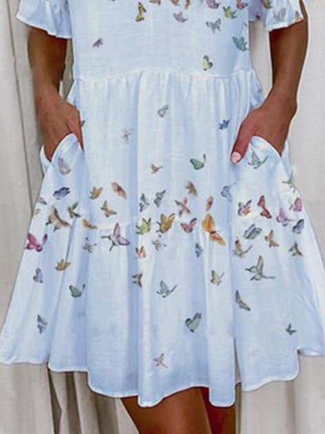 A-Line Short Sleeve Weaving Dress