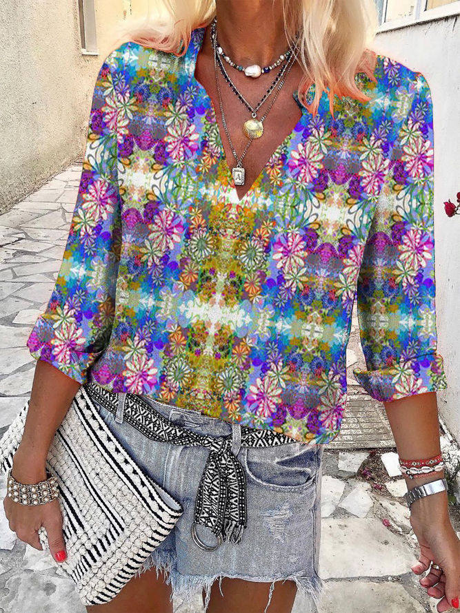 Plus size Hippie Printed Casual Shirts & Tops | Clothing | Cotton-Blend ...