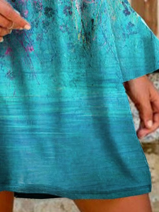 Cotton-Blend Long Sleeve Knitting Dress