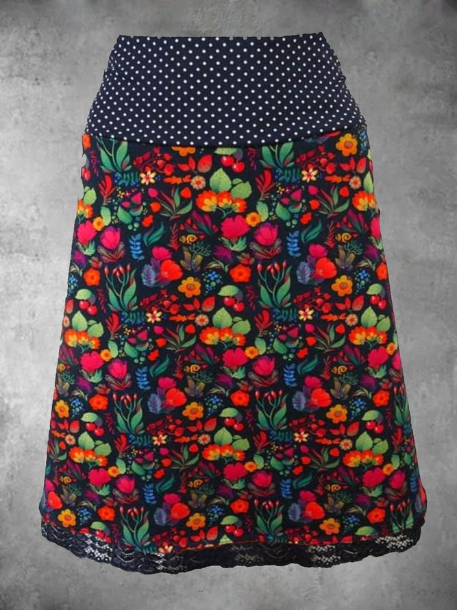 Casual Plus Size Printed Skirt