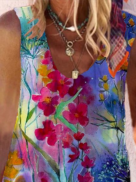 New Women Chic Plus Size Vintage Boho Hippie Casual V Neck Sleeveless Shift Weaving Dress