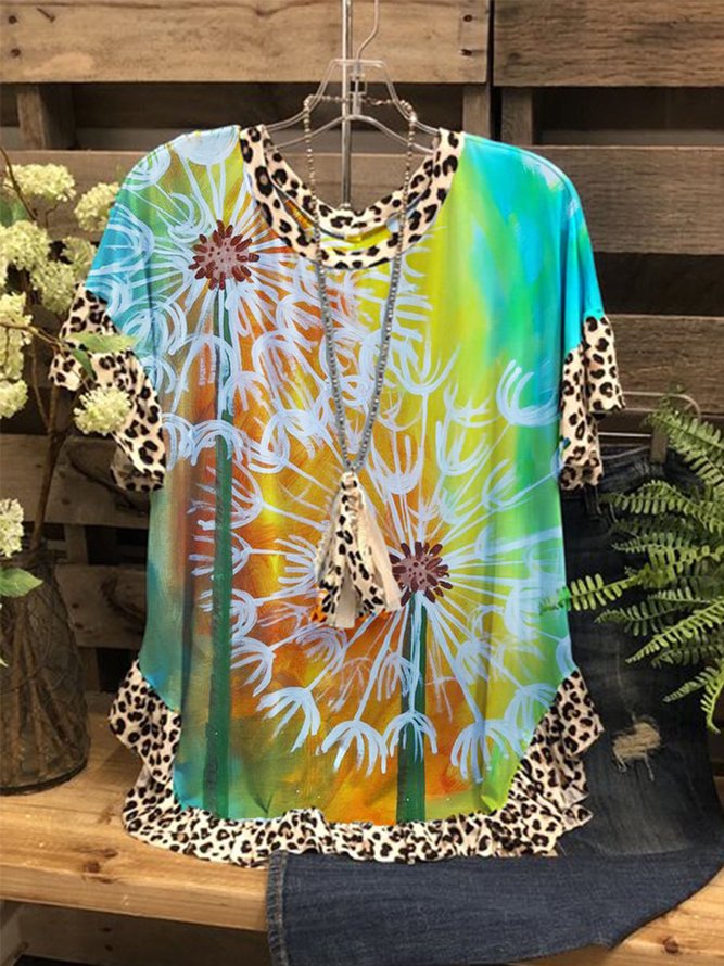 Crew Neck Short Sleeve Vintage Cotton Tshirt noracora