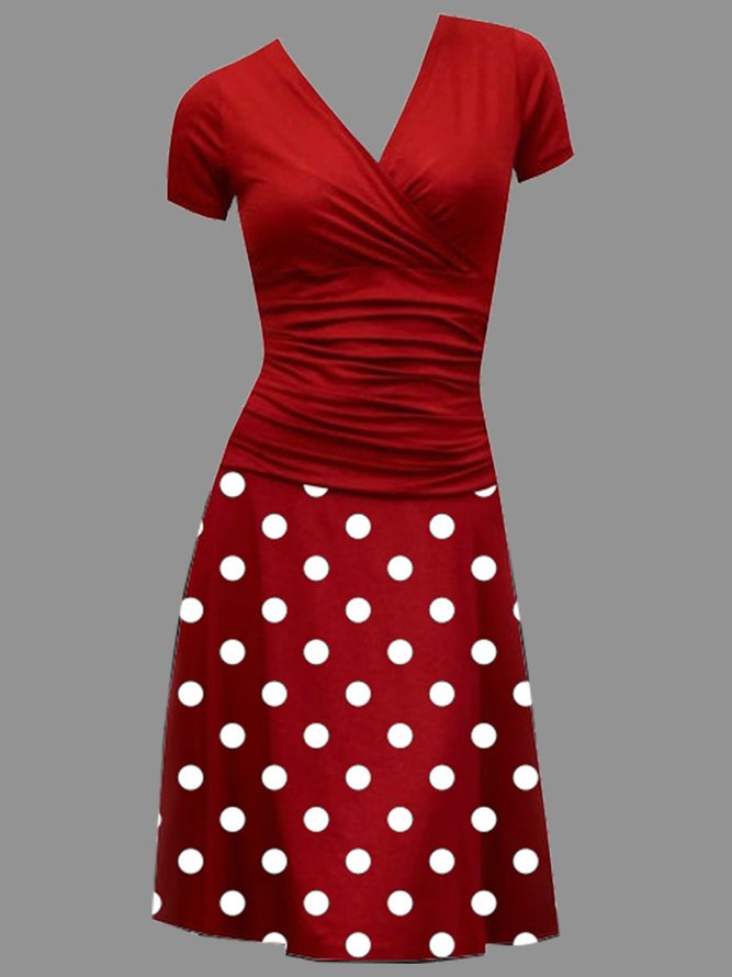 Short Sleeve Casual Printed Knitting Dress